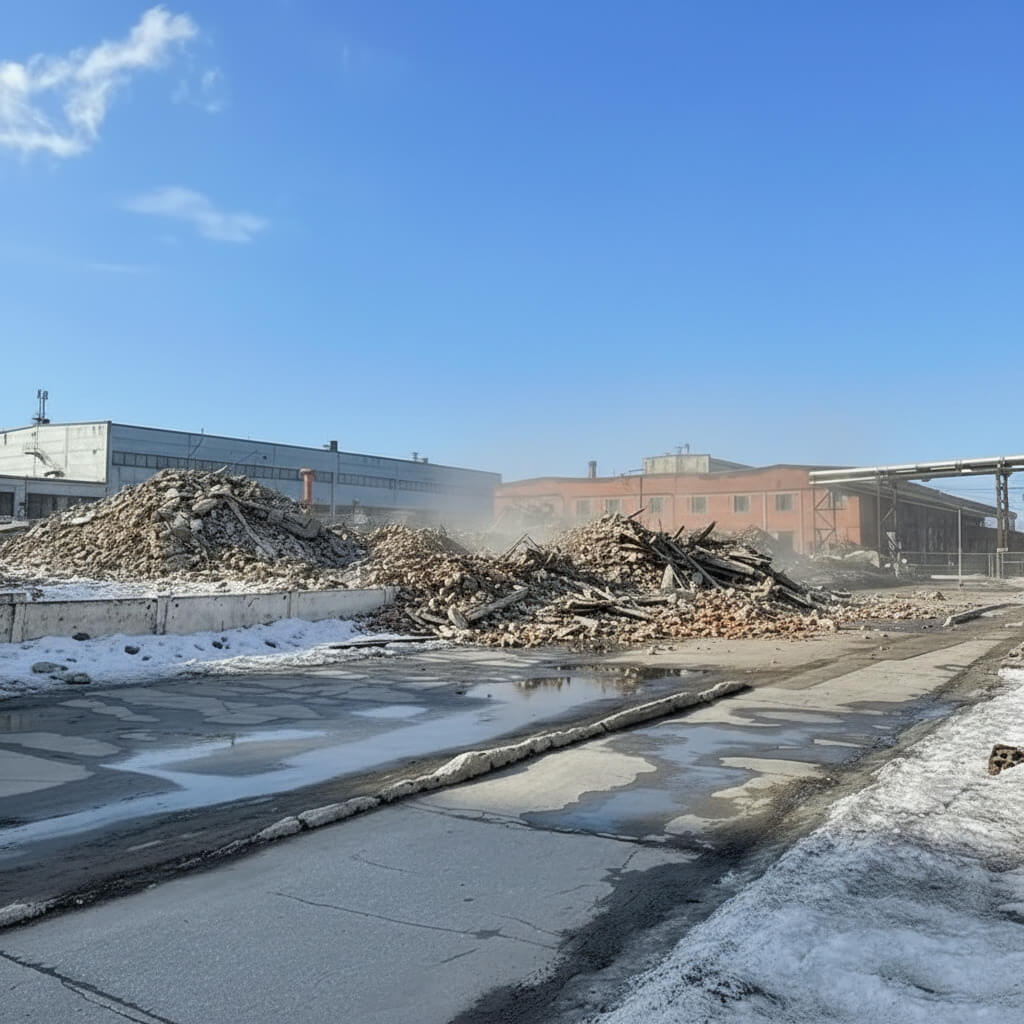 Демонтаж дымовой кирпичной трубы