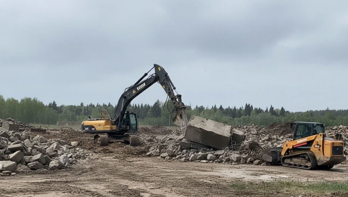 Демонтаж фундаментов и полов промышленных цехов