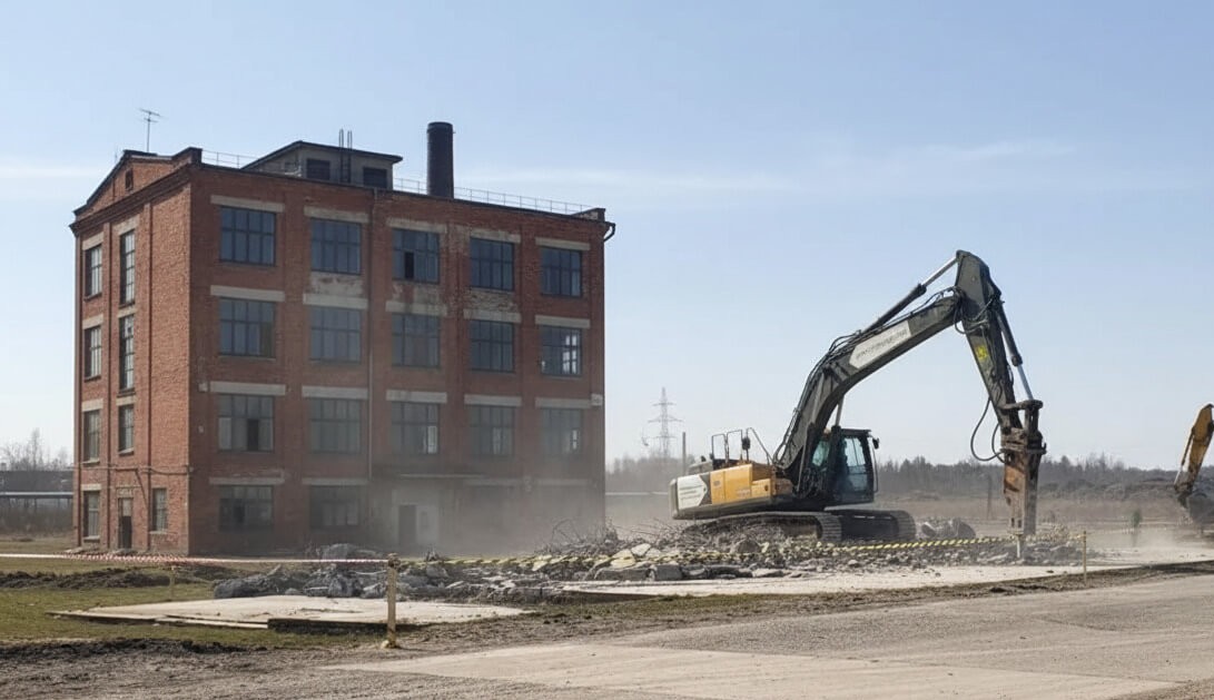 Демонтаж фундаментов и полов промышленных цехов