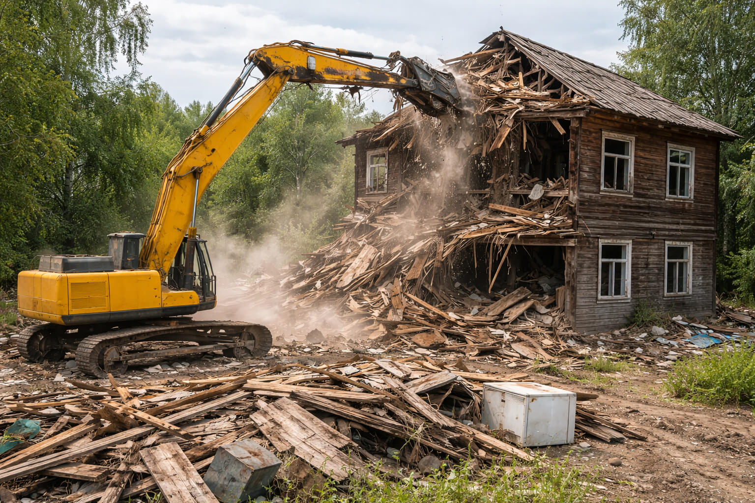 Демонтаж деревянного дома и снос строений из бревна