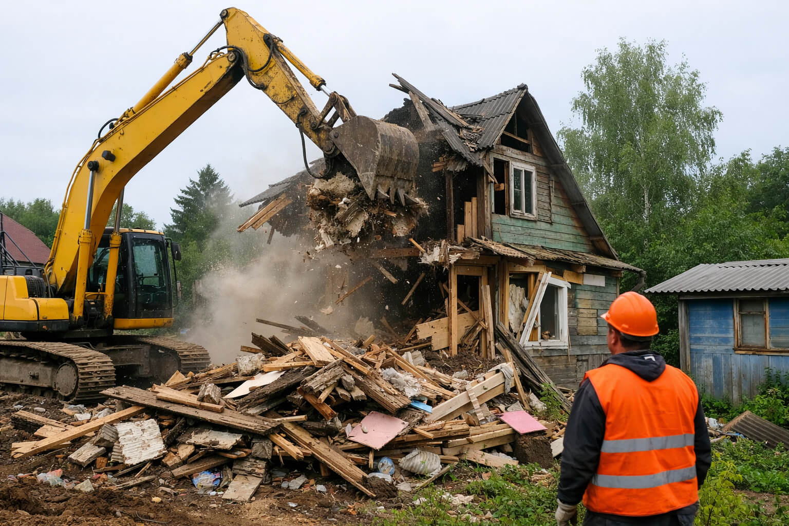 Демонтаж дачного дома и садового домика на участке