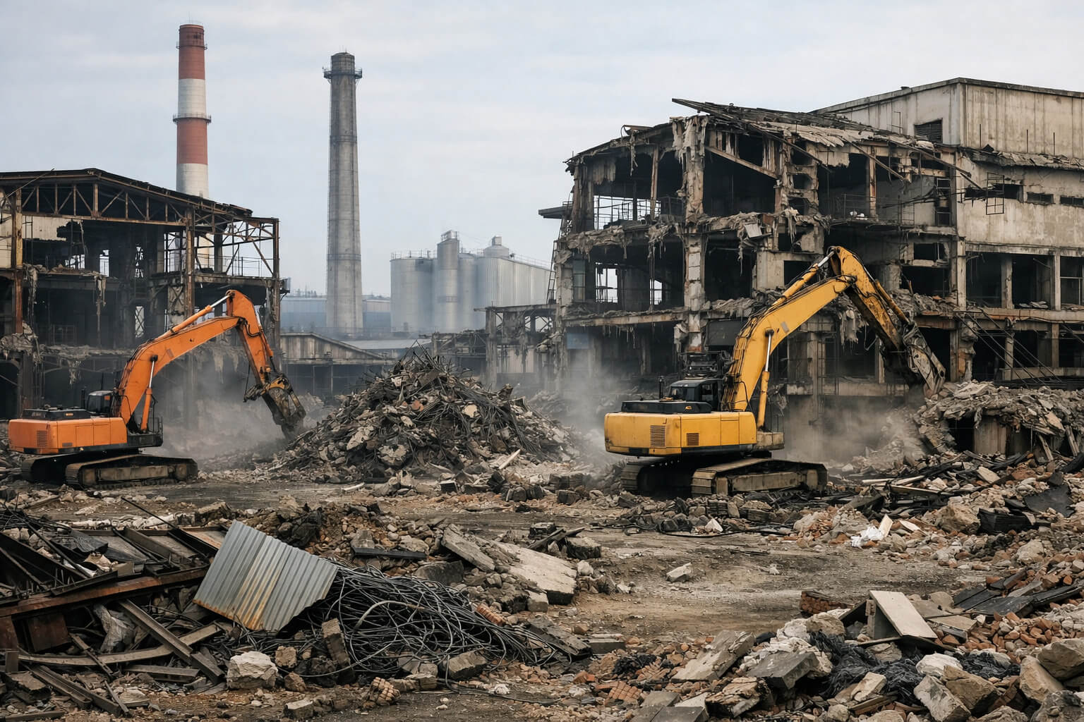 Демонтаж производственного цеха спецтехникой