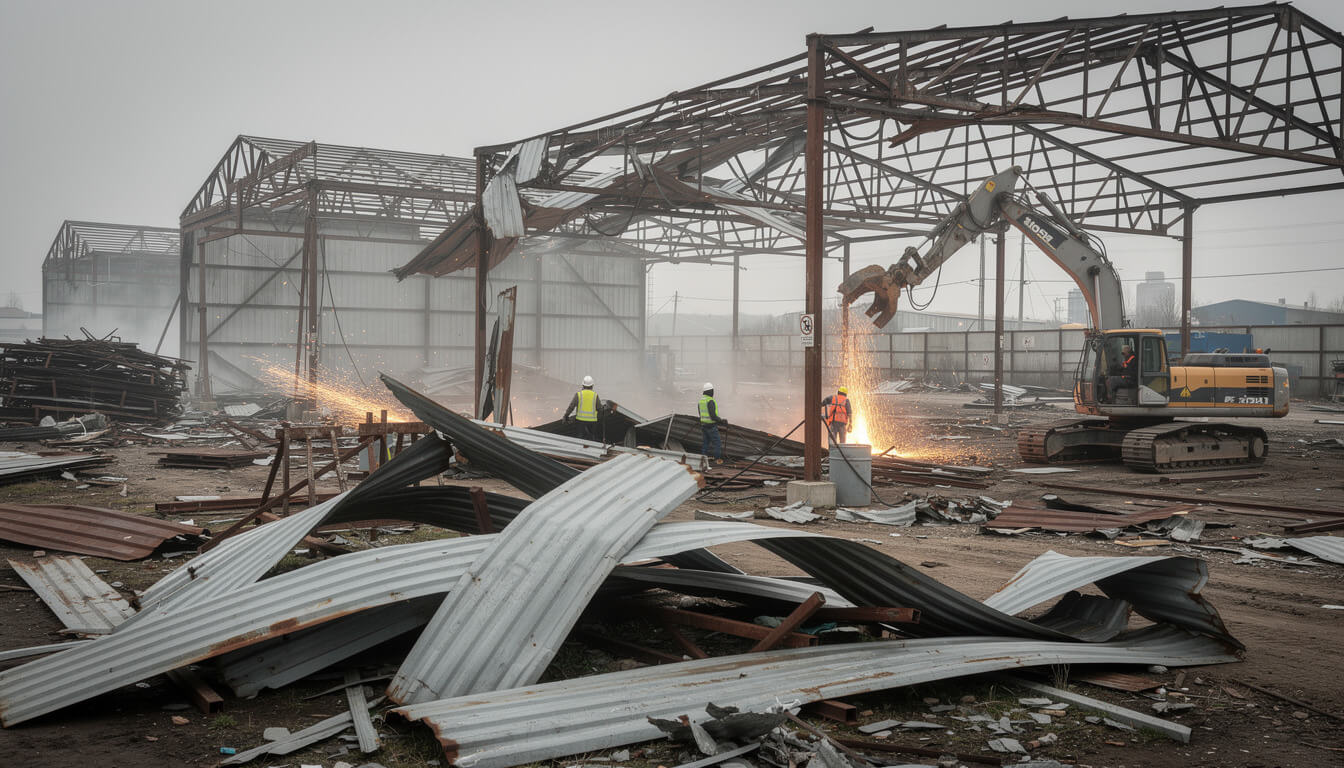 Демонтаж металлического ангара и металлокаркаса